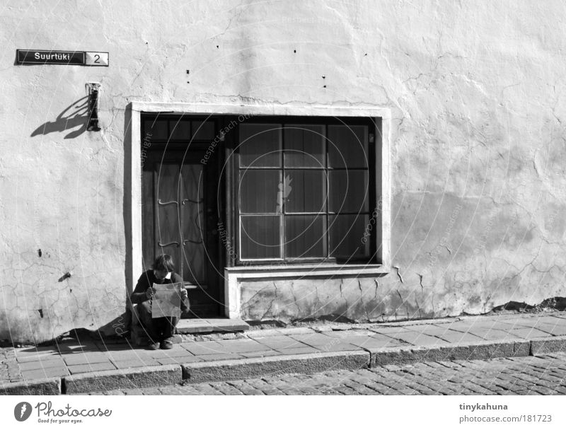 Tallinn Black & white photo Exterior shot Day Contrast Central perspective Vacation & Travel Far-off places Sightseeing City trip Human being Masculine Life 1