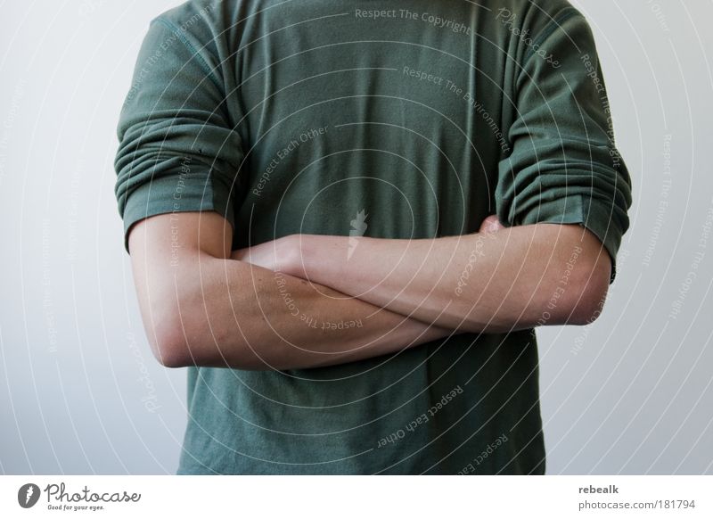 Rejection body language gestures Colour photo Subdued colour Upper body Front view Services SME Career Success Masculine Chest Arm 1 Human being Communicate