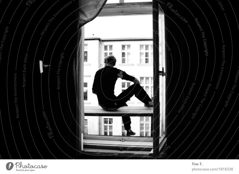 Prenzlauer Berg Berlin Town Capital city Downtown Old town House (Residential Structure) Window Lose Scaffold Courtyard Black & white photo Exterior shot