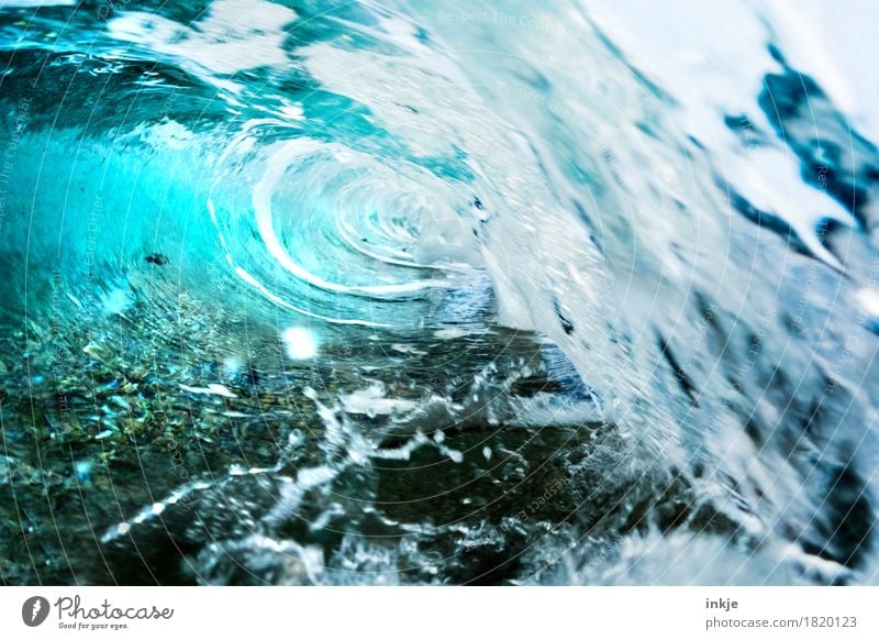 tube Elements Water Summer Waves Coast Ocean Wave action Wild Spill over Surf Splash Light blue Tunnel vision Flip over Sea water Swell Colour photo