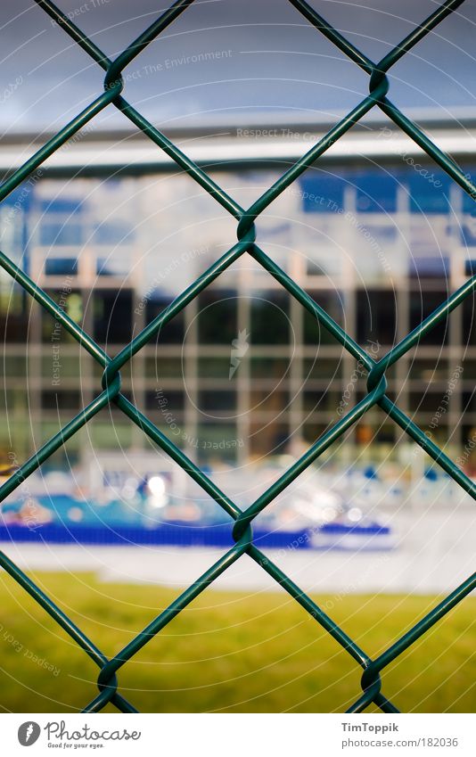 Forbidden Pleasures Colour photo Swimming & Bathing Indoor swimming pool Health Spa Swimming pool Fence Gap in the fence Wire fence Hot Dry Summer Summery