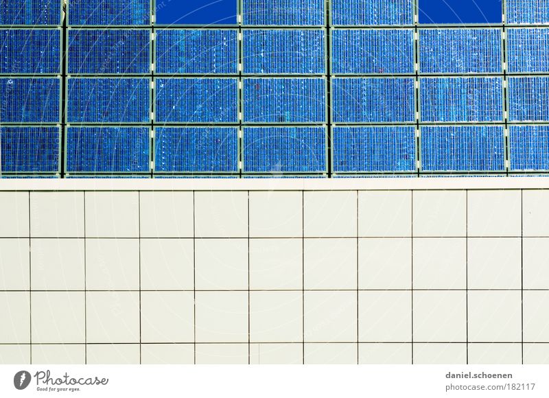 blue - white Abstract Structures and shapes Technology Energy industry Renewable energy Solar Power Wall (barrier) Wall (building) Facade Design Advancement