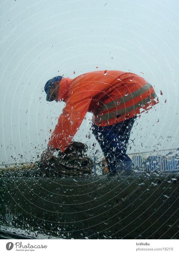 Cast off! Docker Pane Man Rain high-visibility vest Orange Drops of water