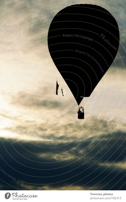 hot air Calm Trip Freedom Air Sky Clouds Hot Air Balloon Moody Ease Events Hover Weightlessness Release Atmosphere Light Shadow Silhouette Colour photo