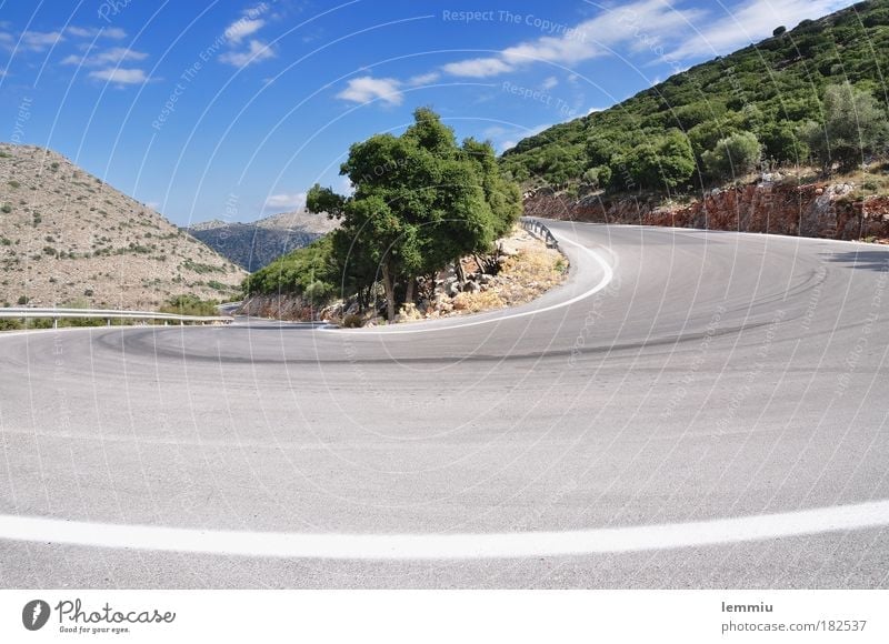 hairpin curve Colour photo Exterior shot Deserted Copy Space top Copy Space bottom Day Light Contrast Panorama (View) Vacation & Travel Tourism Far-off places