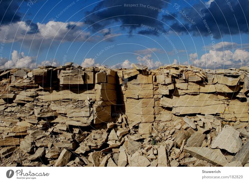 Stones and clouds in the sky Colour photo Exterior shot Structures and shapes Day Shadow Sunlight Wide angle Forward Landscape Earth Air Sky Clouds Autumn