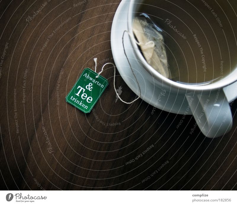 Wait and see and drink tea Food To have a coffee Beverage Drinking Hot drink Tea Cup Lifestyle Design Healthy Success Serene Calm Teabag Time Power Meditation
