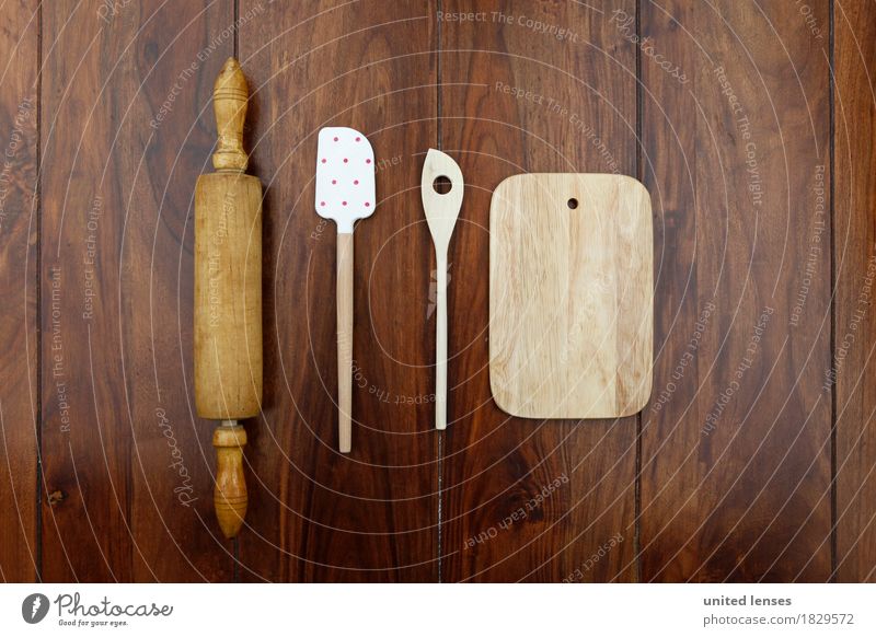AKCGDR# Wood in front of the kitchen Lifestyle Kitchen Cooking Kitchen Table Kitchen equipment Rolling pin Spoon Wooden board Wooden table Arrangement