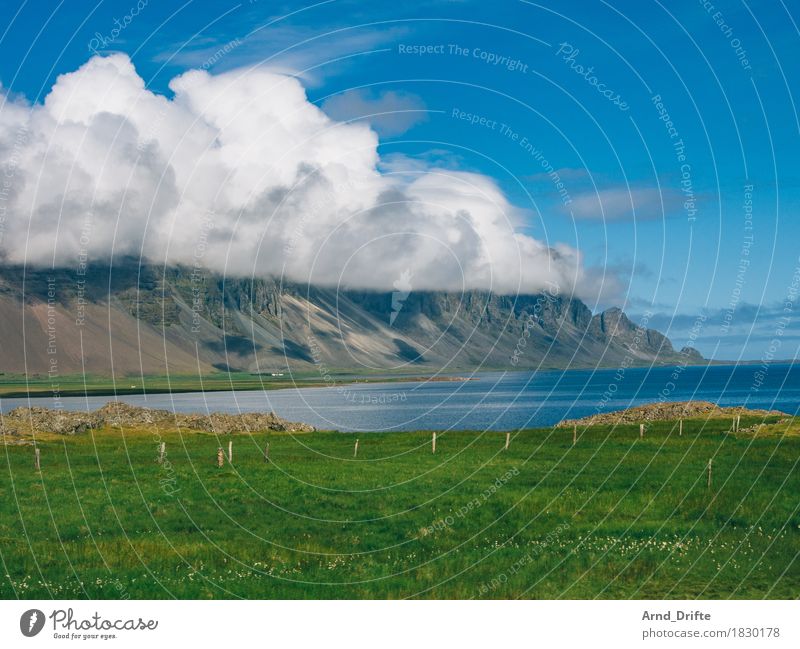 Iceland - Coast Vacation & Travel Tourism Trip Adventure Far-off places Freedom Mountain Nature Landscape Water Sky Clouds Spring Summer Weather