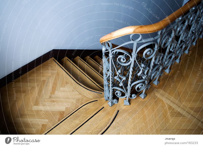 From Colour photo Interior shot Deserted Bird's-eye view Elegant Living or residing House (Residential Structure) Interior design Staircase (Hallway) Banister