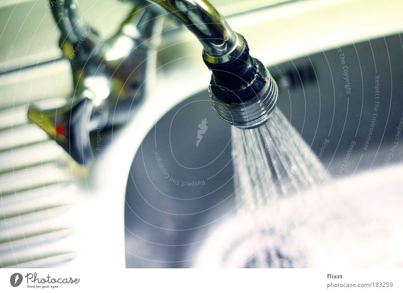"Be water my friend!" Colour photo Interior shot Copy Space bottom Day Artificial light Shallow depth of field Bird's-eye view Drinking water Water Clean Tap