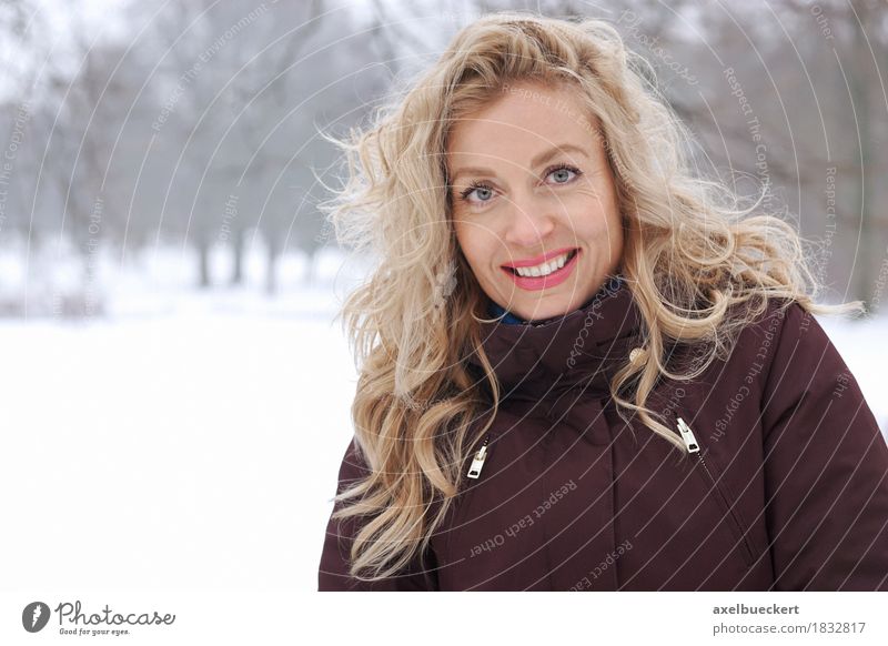 blonde woman in winter landscape Lifestyle Joy Happy Leisure and hobbies Human being Feminine Woman Adults 1 30 - 45 years Nature Landscape Winter Weather Ice