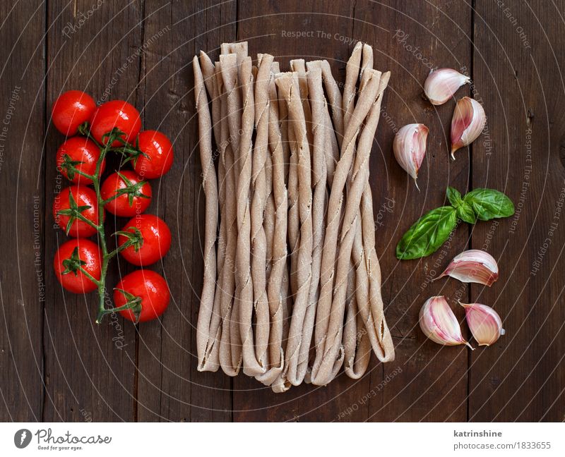 Raw italian pasta, basil and vegetables Vegetable Dough Baked goods Herbs and spices Nutrition Vegetarian diet Diet Italian Food Table Leaf Dark Fresh Brown
