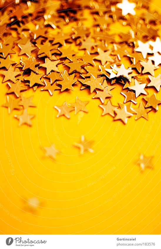 shower of stars Luxury Winter Feasts & Celebrations Decoration Star (Symbol) Glittering Beautiful Yellow Gold Moody Anticipation Glimmer Christmas decoration