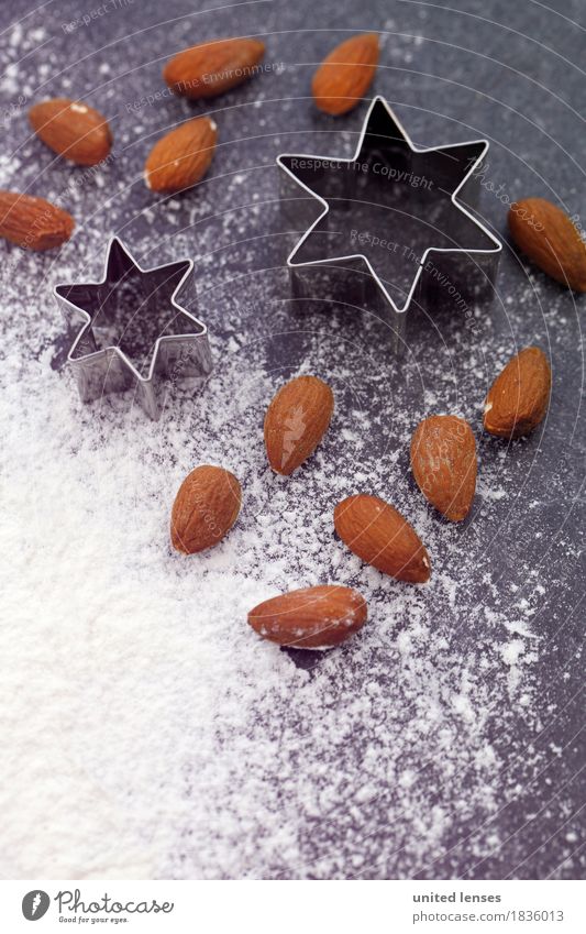 AKDR# ooohhh stars! Art Esthetic Stars Star (Symbol) Nut Confectioner`s sugar Many Christmas & Advent Card December Baking Delicious Colour photo Multicoloured