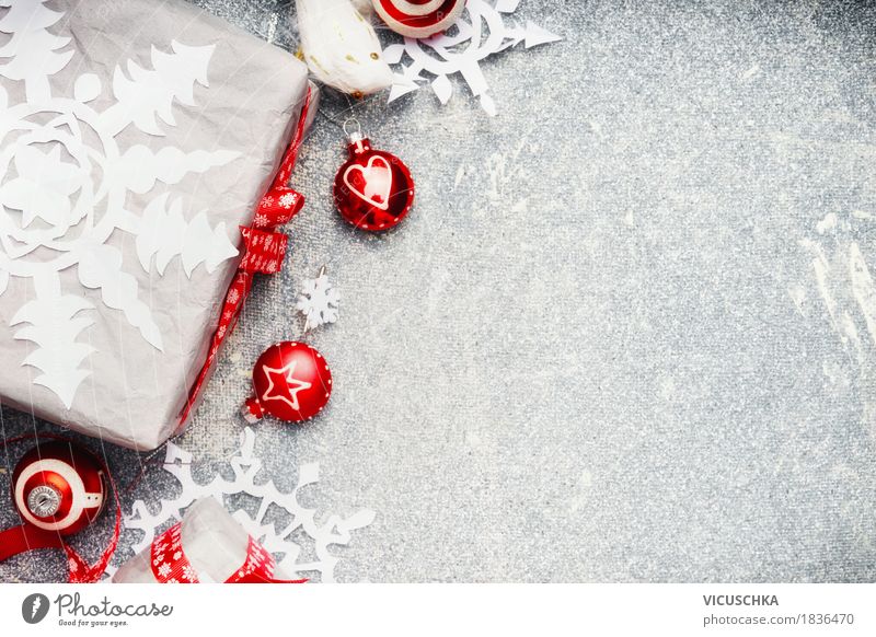 Christmas background with white red gift wrapping Style Design Joy Life Winter Decoration Feasts & Celebrations Christmas & Advent Sign Heart Happy Anticipation