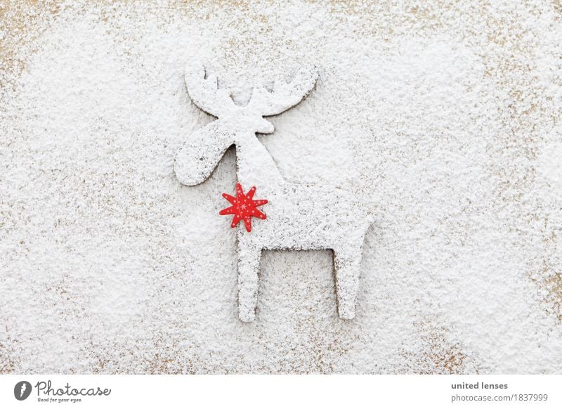 AKCGDR# Snow track II Art Work of art Esthetic Reindeer Red Star (Symbol) Deer Christmas & Advent White Flour Confectioner`s sugar Structures and shapes