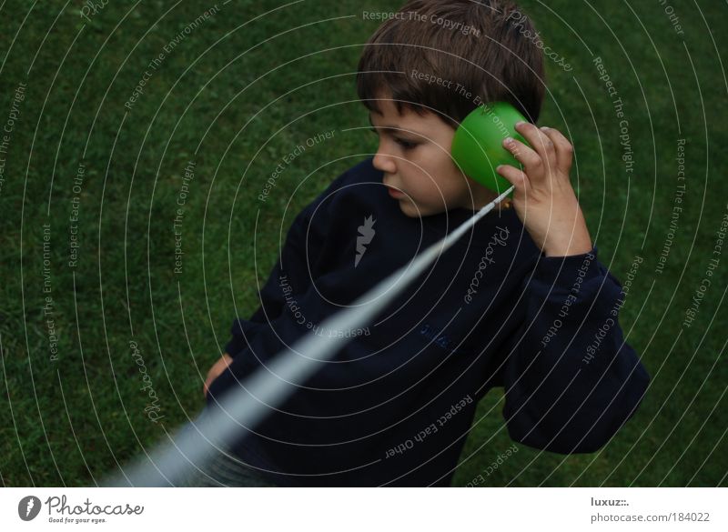 pronto ! Deep depth of field Parenting Study Telephone Cable Boy (child) Infancy Ear Media Curiosity canned telephone ring tone Hello Communicate Contact