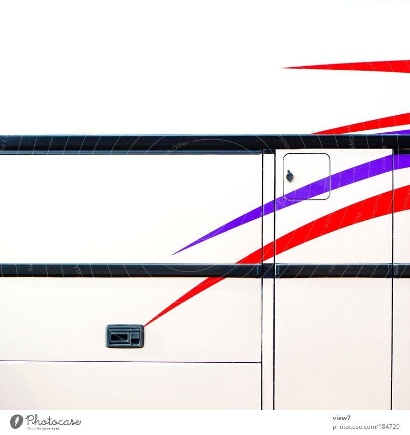decor strip Colour photo Multicoloured Exterior shot Detail Deserted Copy Space top Deep depth of field Vehicle Bus Metal Sign Line Stripe Thin Sharp-edged
