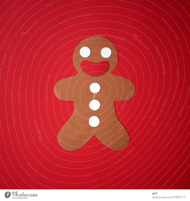 Paper gingerbread man Dough Baked goods Gingerbread Gingerbread man Nutrition Leisure and hobbies Christmas & Advent Decoration Delicious Funny Cute Sweet Red