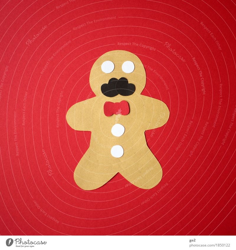 gingerbread man Food Dough Baked goods Candy Gingerbread man Nutrition Leisure and hobbies Handicraft Christmas & Advent Masculine Facial hair Bow tie