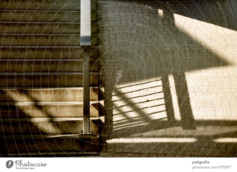 staircase Town Manmade structures Stairs Banister Paving stone Above Downward Structures and shapes Corner Line Concrete Stone Colour photo Exterior shot Day