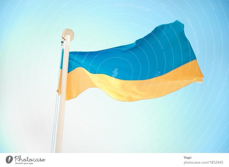 Ukrainian blue and yellow flag Design Vacation & Travel Tourism Culture Sky Cloudless sky Wind Flag Blue Yellow White Colour Ukraine euro 2012 country football