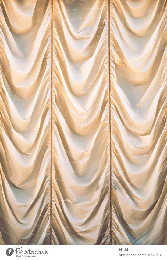 Beautiful beige curtain Luxury Elegant Style Design Decoration Wedding Art Fashion Cloth Yellow White Colour Curtain background draped Silk window wave Surface