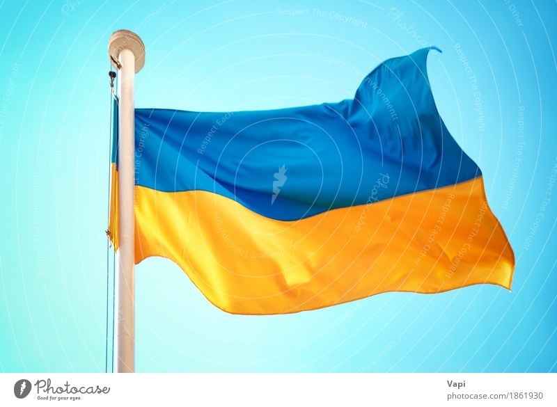 Ukrainian blue and yellow flag Culture Sky Cloudless sky Wind Flag Blue Yellow White Colour War Ukraine euro 2012 country football Championship background
