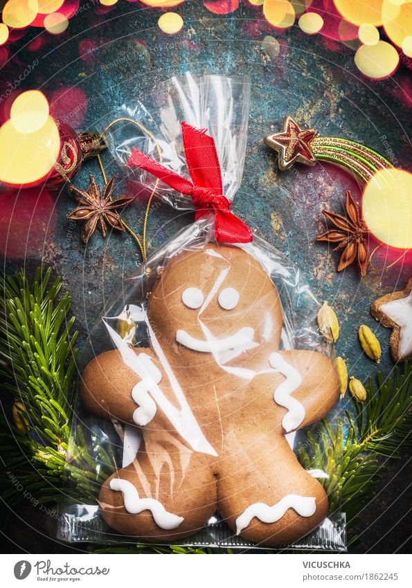 gingerbread men , cellophane wrapped Candy Style Design Joy Winter Living or residing Feasts & Celebrations Christmas & Advent Moody Tradition Cellophan
