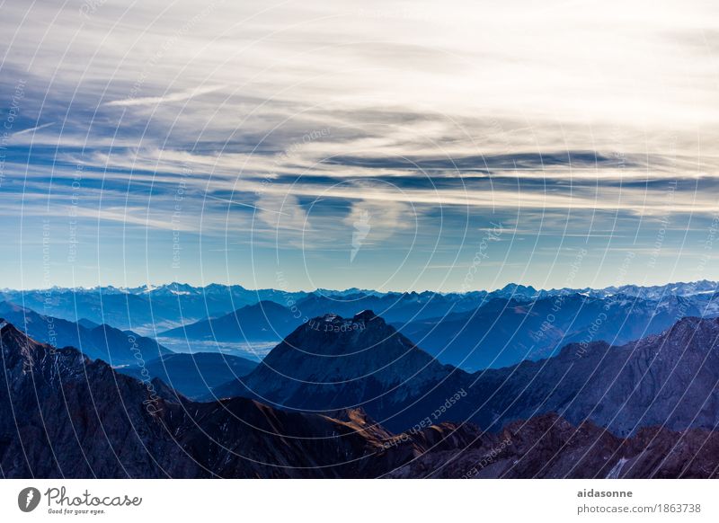 View Zugspitze Landscape Sky Alps Mountain Contentment Honor Power Attentive Dependability Prompt Conscientiously Caution Serene Patient Calm Colour photo