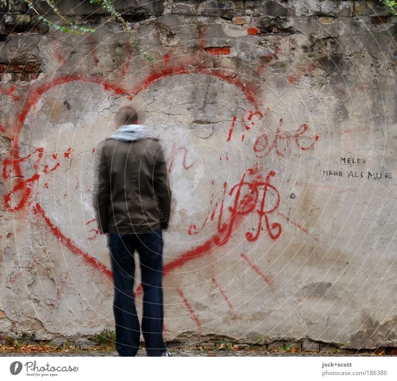 I love you, believe me. Subculture Street art Kreuzberg Wall (barrier) Short-haired Graffiti Heart Declaration of love Word Love Stand Romance Lovesickness