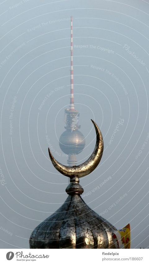 Orient meets Occident: Berlin television tower in the field of vision of a crescent moon The Orient Moon Television tower