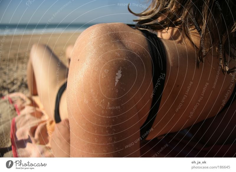 Salt on your skin Joy Well-being Swimming & Bathing Vacation & Travel Summer Summer vacation Sun Sunbathing Beach Ocean Feminine Woman Adults Skin