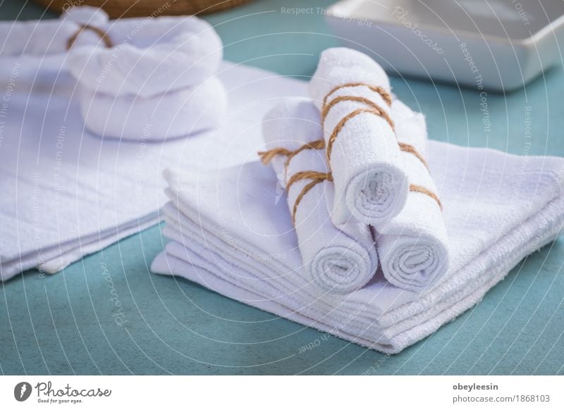 Rolled up white spa towels Lifestyle Style Design Art Artist Clothing Adventure Colour photo Multicoloured Close-up Detail Macro (Extreme close-up) Morning Day