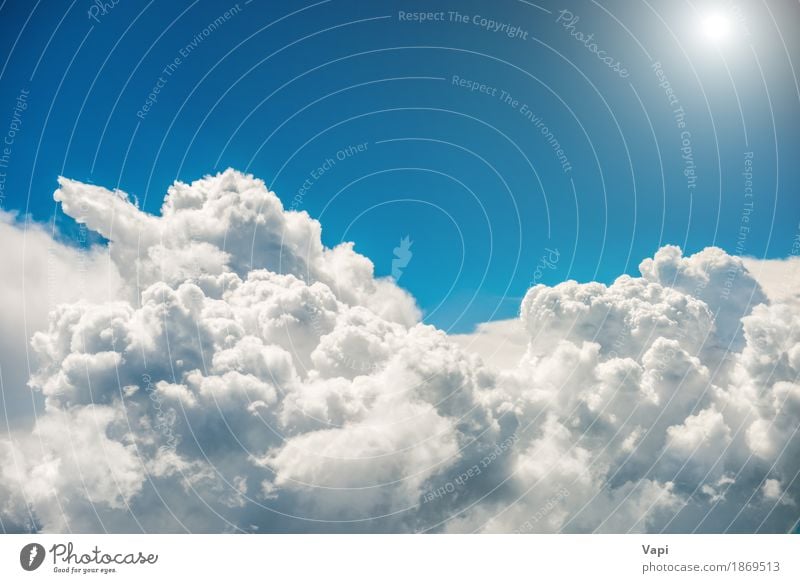 White clouds, bright sun and blue sky Vacation & Travel Trip Freedom Summer Sun Environment Nature Landscape Sky Clouds Sunlight Climate Climate change Weather
