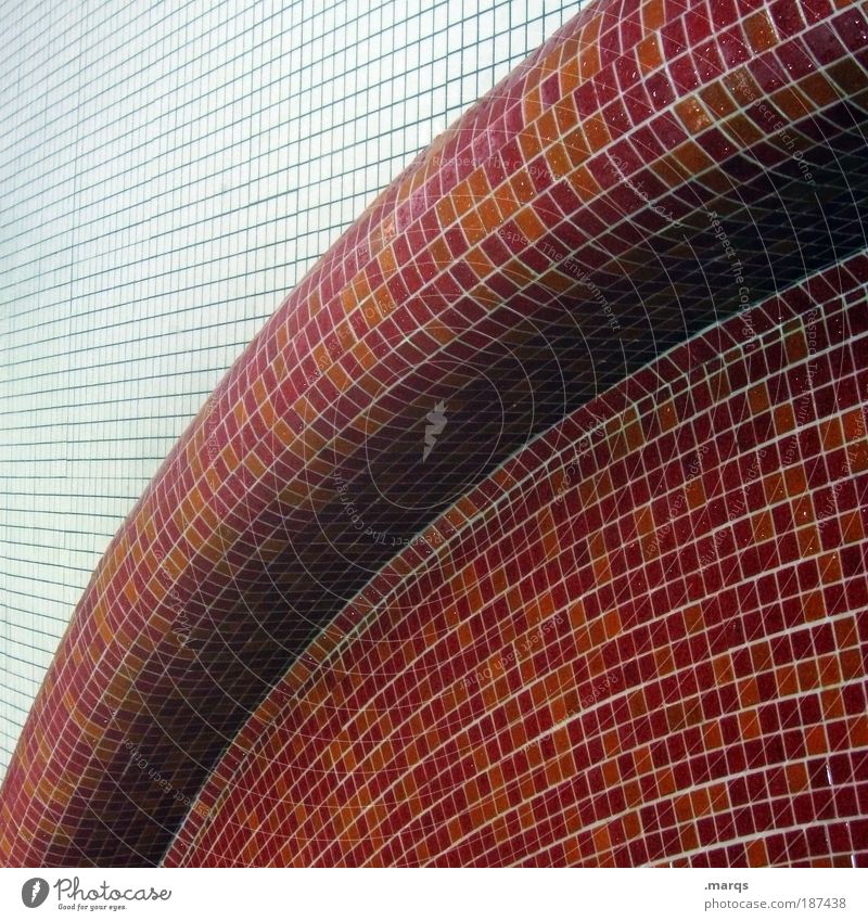 bent Elegant Style Design Wall (barrier) Wall (building) Line Exceptional Sharp-edged Simple Round Red White Tile Curve Illustration Mosaic Subdued colour