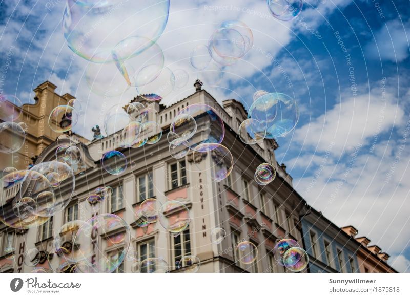 Bubbles in Prague Town Capital city House (Residential Structure) Wall (barrier) Wall (building) Window Touch Authentic Happy Beautiful Joy Happiness