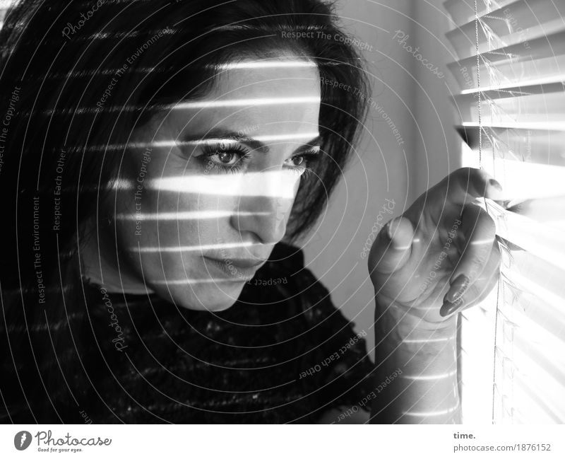 Arzu Room Venetian blinds Feminine 1 Human being Sweater Black-haired Long-haired Observe To hold on Looking Wait pretty Willpower Safety Protection Secrecy