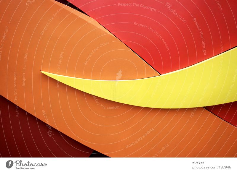 static waves Architecture Wall (barrier) Wall (building) Facade Dirty Modern Yellow Red Esthetic Movement Advancement Art Change Undulation Curve Decoration