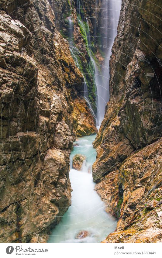 Höllental Gorge Environment Nature Water Alps Canyon River Waterfall Fluid Multicoloured Colour photo Exterior shot Deserted Day Light Silhouette Long exposure