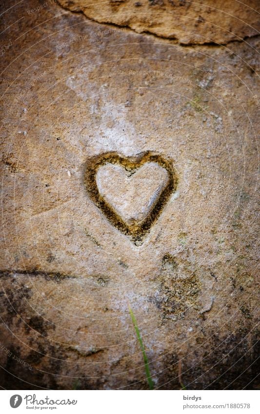 Heart of stone Wall (barrier) Wall (building) Stone Sign Esthetic Exceptional Simple Friendliness Positive Brown Yellow Gray Joie de vivre (Vitality) Love