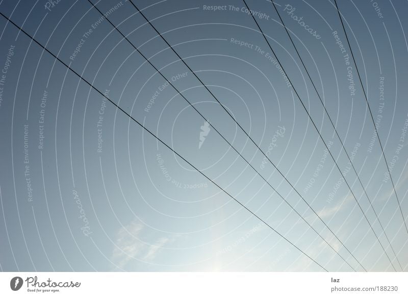 Lines In The Sky Life Relaxation Cable Environment Air Sky only Clouds Sun Climate Weather Beautiful weather Deserted Antenna Cable car Infinity Bright Clean