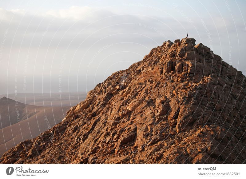upstairs. Art Esthetic Mountain Stony Tall Climbing High point Peak Lace Spain Fuerteventura Martian landscape Small Earth Lunar landscape Above Hiking