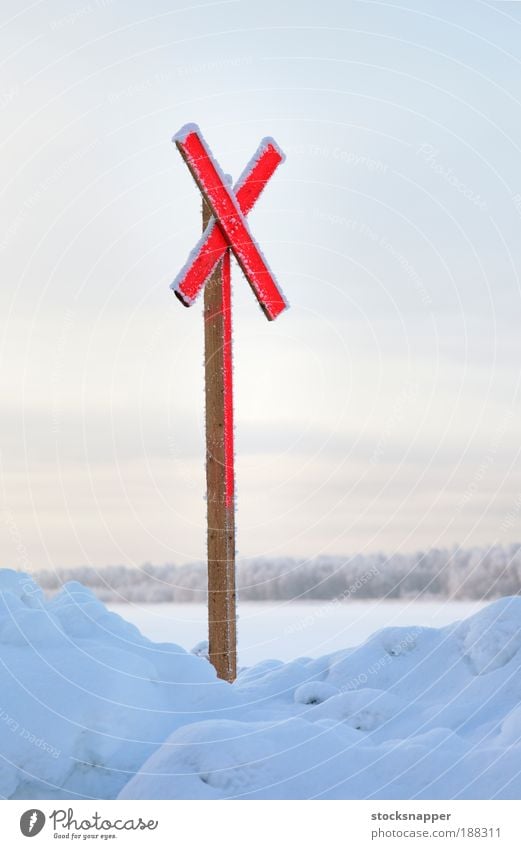 Winter Cross Mark Sign Red The Arctic Cold Snow