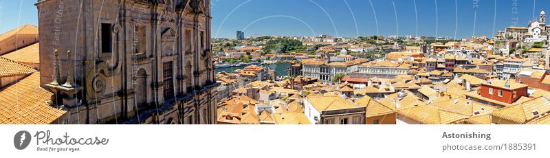 View over Porto Vacation & Travel Sky Cloudless sky Summer Weather Beautiful weather Warmth River Douro Portugal Town Old town House (Residential Structure)