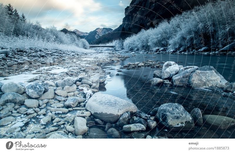 frosty II Environment Nature Landscape Winter Ice Frost River Cold Blue Riverbed Colour photo Exterior shot Deserted Day Wide angle