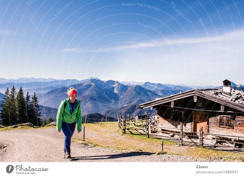 Is it much further? Adventure Mountain Hiking Sports Woman Adults 18 - 30 years Youth (Young adults) Environment Nature Landscape Autumn Beautiful weather Alps