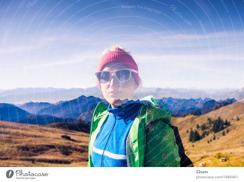 Double holds better Adventure Mountain Hiking Young woman Youth (Young adults) 18 - 30 years Adults Nature Landscape Sky Autumn Beautiful weather Alps