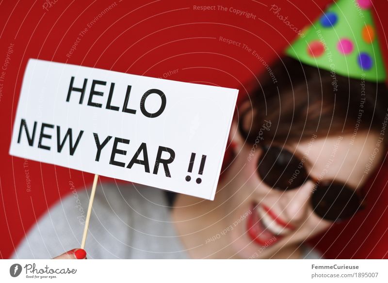 Hello New Year Feminine Young woman Youth (Young adults) Woman Adults 1 Human being 13 - 18 years 18 - 30 years 30 - 45 years Joy Party Feasts & Celebrations